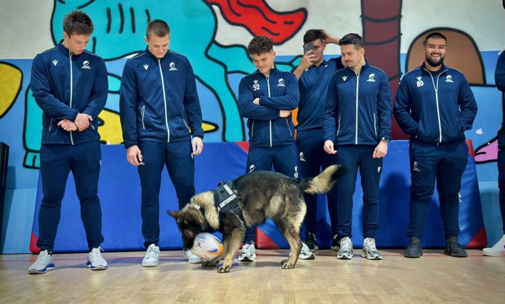 rugbistii,-antrenament-cu-un-caine-de-la-antidrog-pentru-meciul-cu-canada