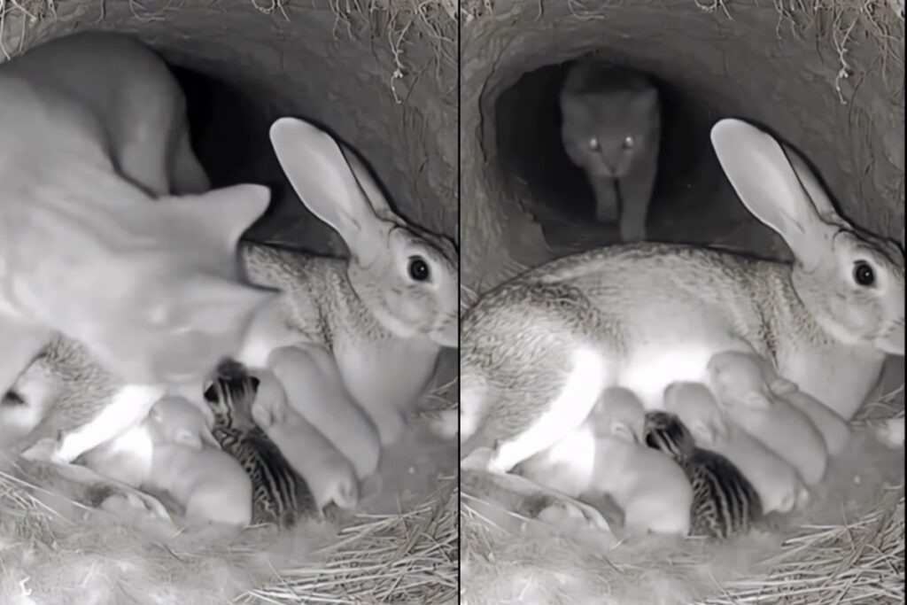 imaginile-serii-cu-misiunea-de-salvare-a-unui-pui-de-pisica-de-la-sanul-unei-iepuroaice