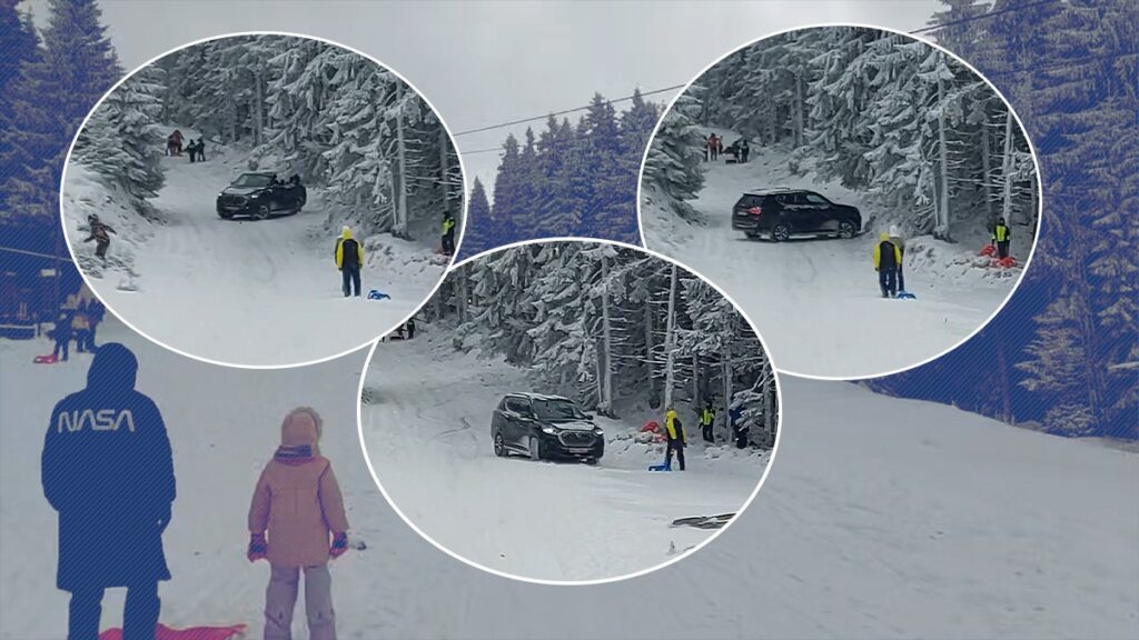 un-turist-a-intrat-cu-masina-pe-o-partie-din-parang.-bolidul-a-alunecat-la-vale,-printre-copiii-care-se-dadeau-cu-sania