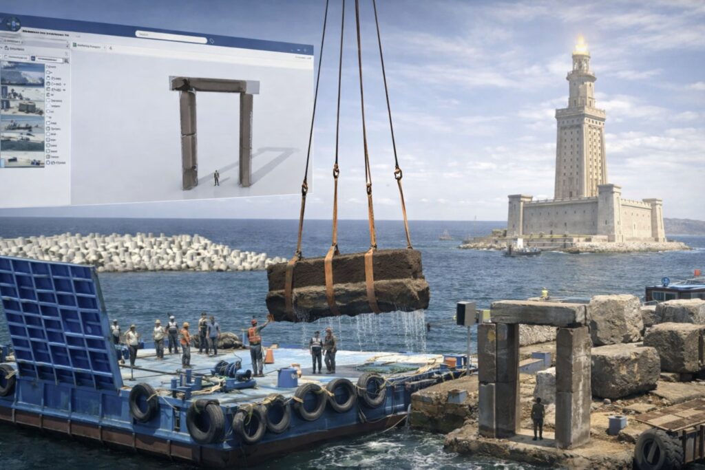 cand-legenda-prinde-viata:-arheologii-scot-la-suprafata-fragmente-uriase-din-farul-din-alexandria