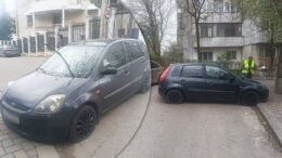 un-sofer-din-iasi-si-a-parcat-masina-in-mijlocul-strazii,-iar-oamenii-l-au-taxat-imediat.-autoturismul-avea-rotile-dezumflate-si-stergatoarele-ridicate-cand-au-venit-politistii
